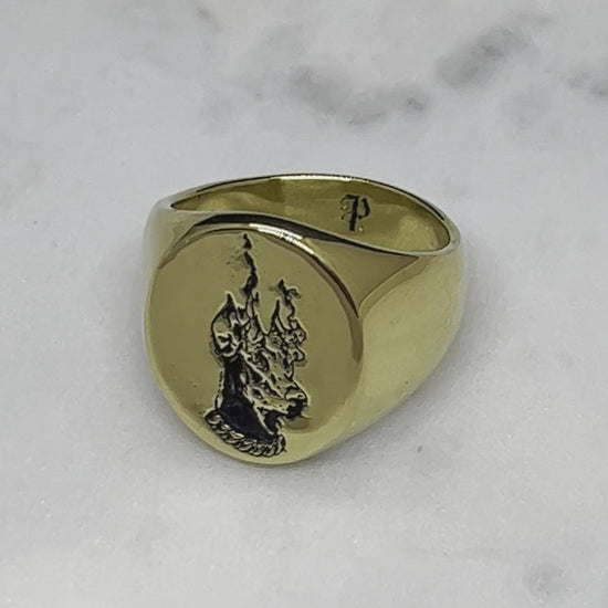 video of dobermann 14ct gold ring